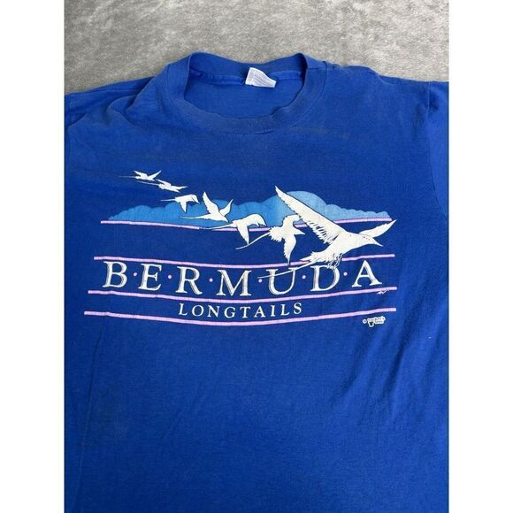 Vintage 80s Bermuda Nature Short Sleeve T Shirt Men's Size Large Blue - Picture 4 of 12